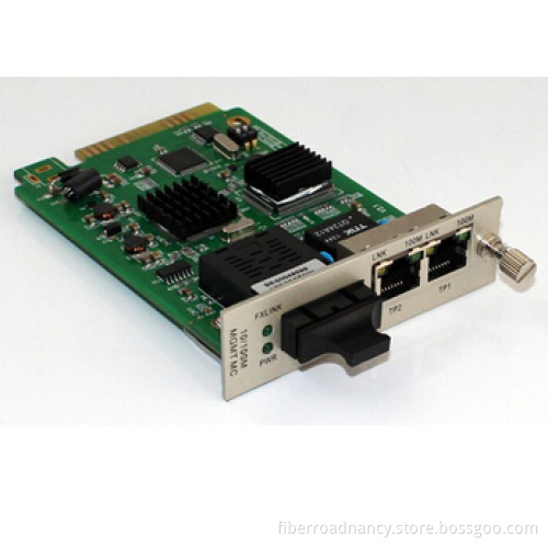 100M Copper To Fiber Managed Media Converter Card 2 Port